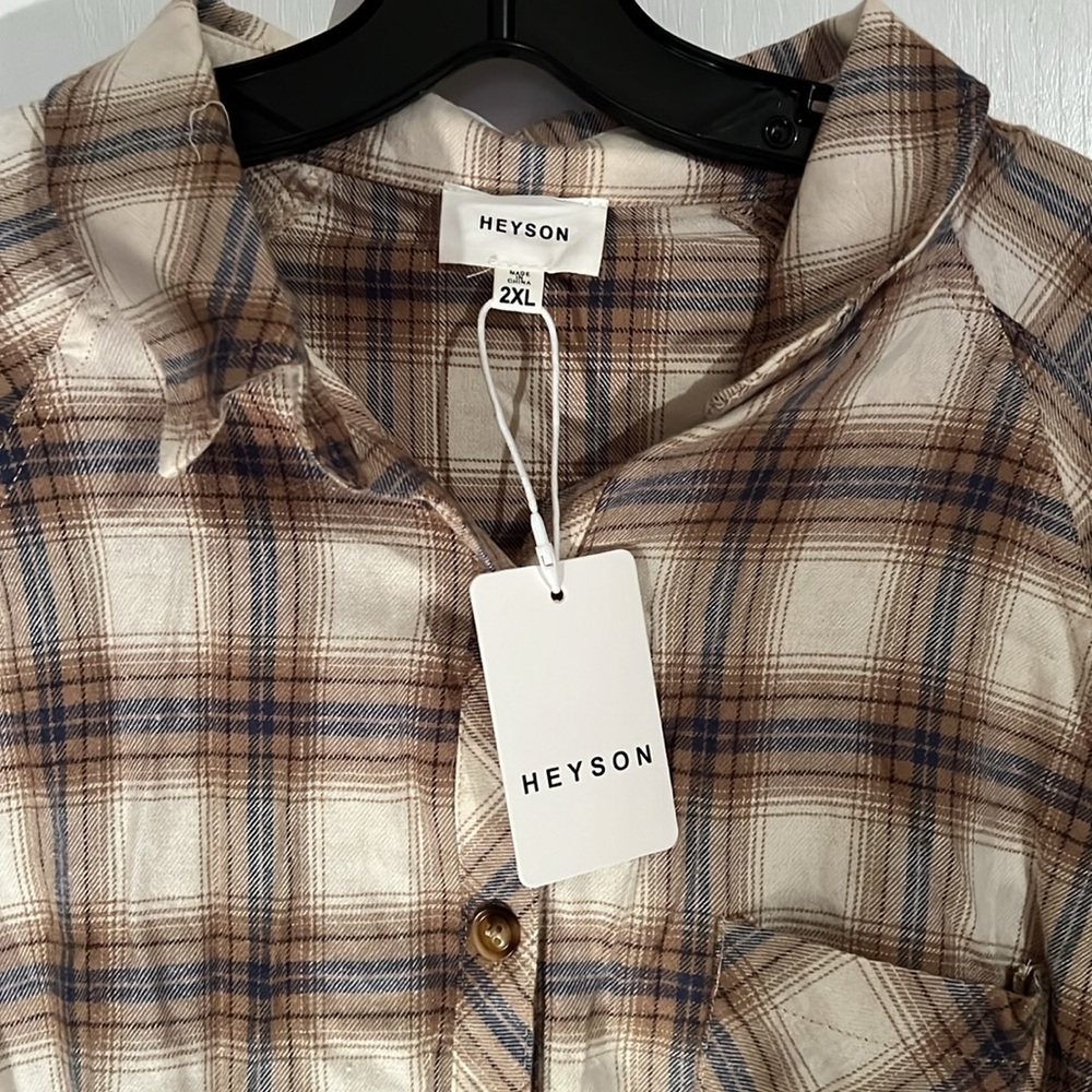 HEYSON Oversized Flannel Button Shirt/shacket - Picture 3 of 5